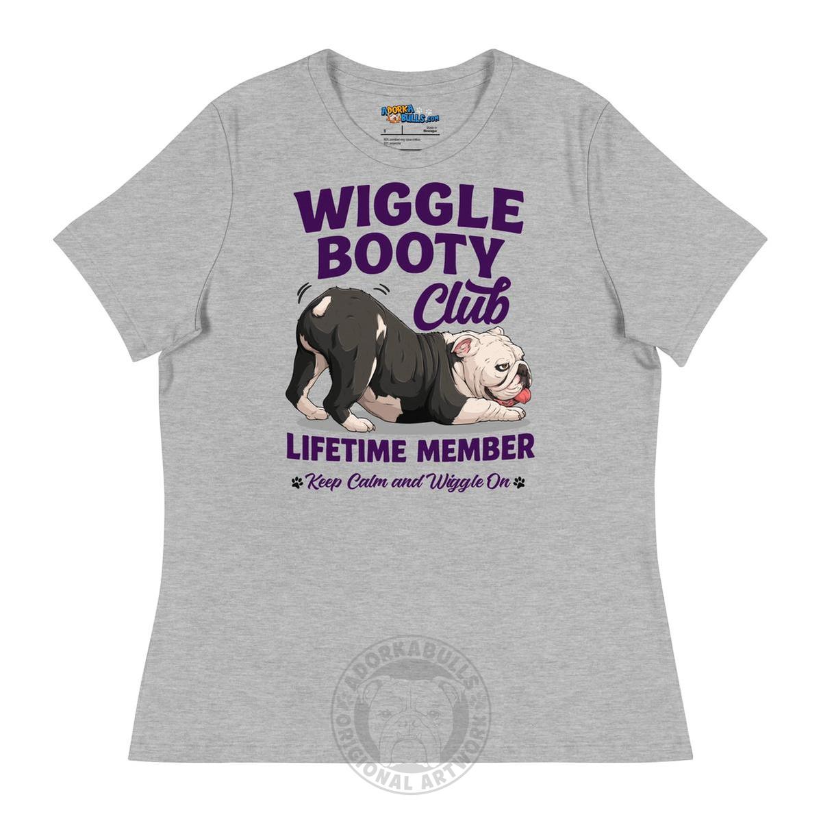Wiggle Booty Club Women’s Relaxed Tee | B&W Colored English Bulldog