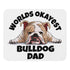 "Worlds Okayest Bulldog Dad" Mouse Pad | Fawn & White Colored