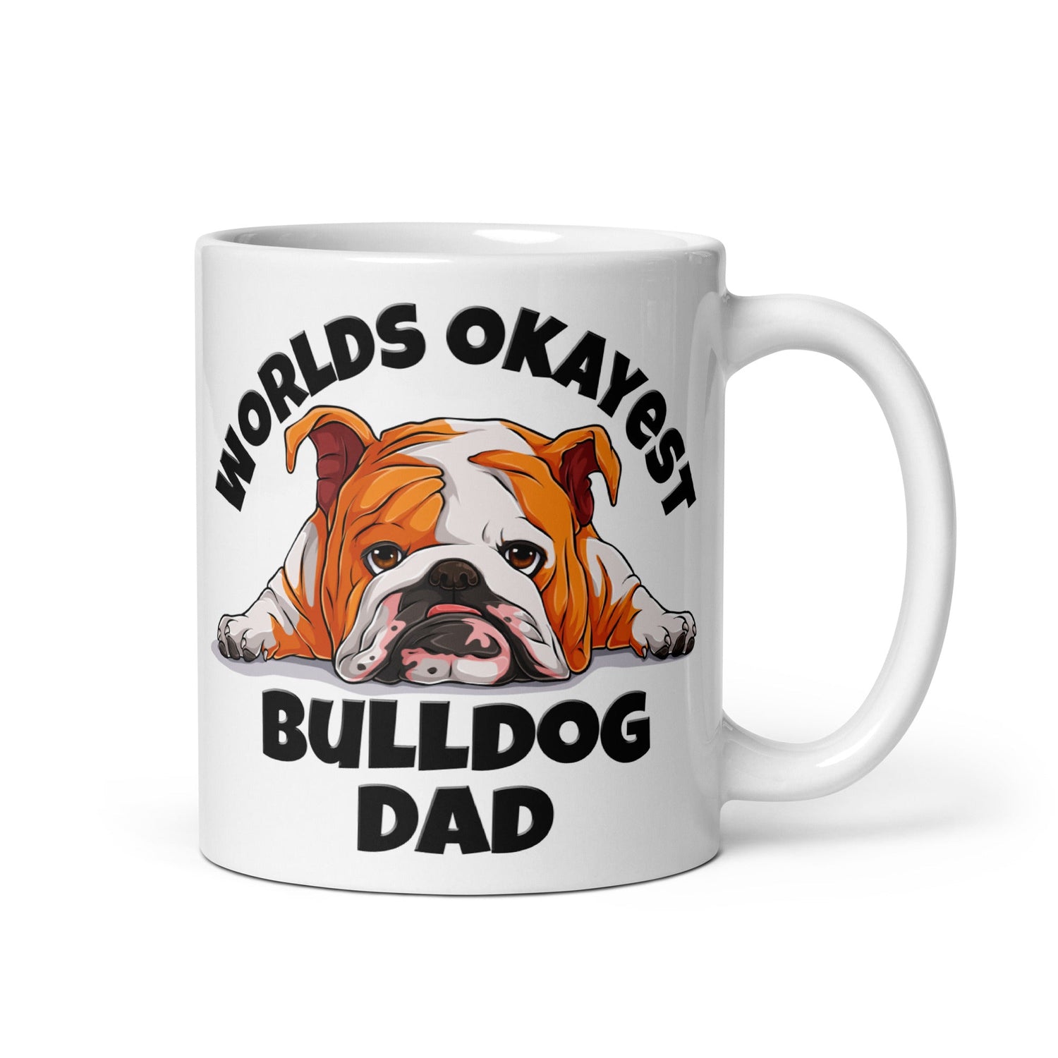 "Worlds Okayest Bulldog Dad" Mug | Red & White Colored
