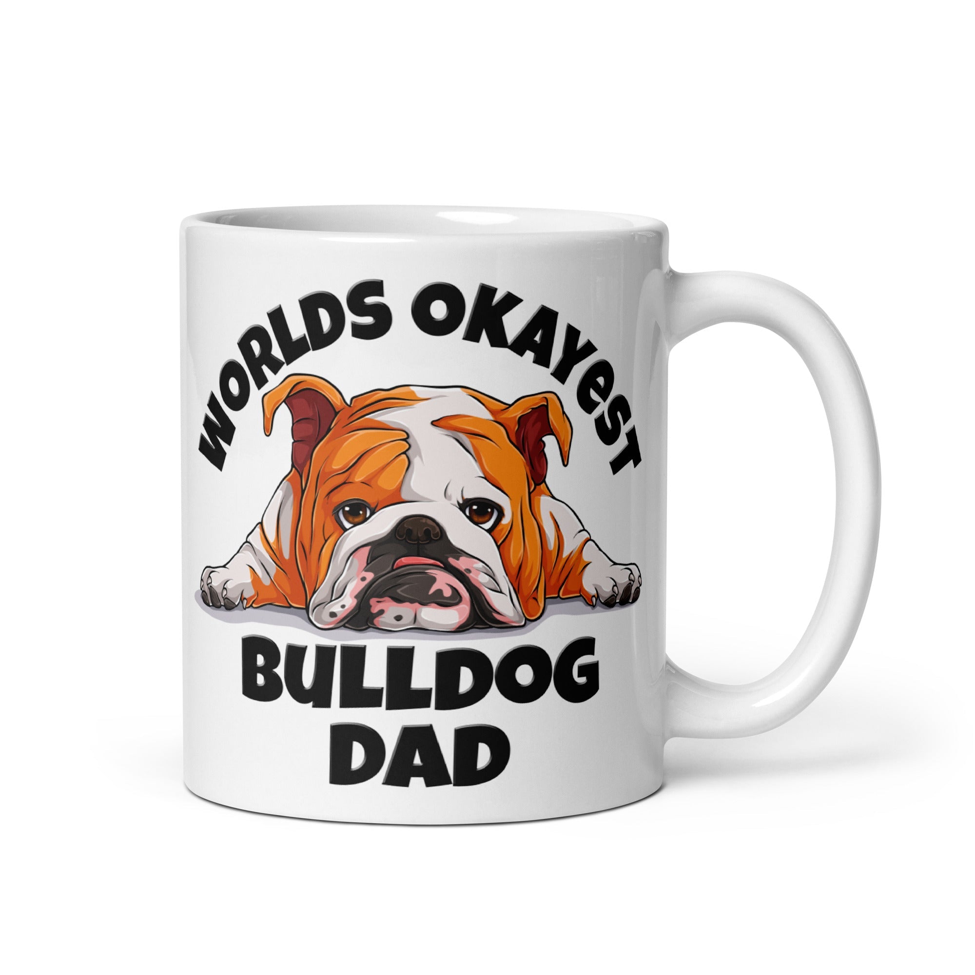 "Worlds Okayest Bulldog Dad" Mug | Red & White Colored