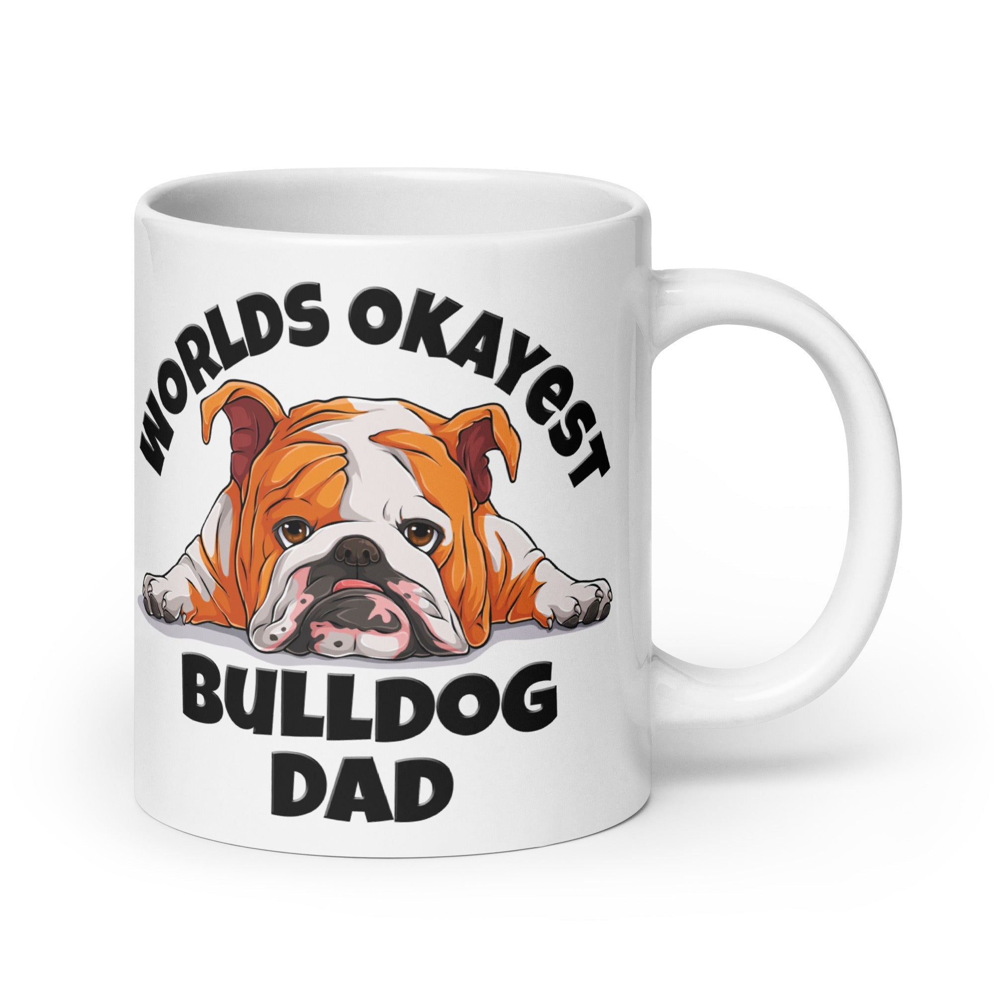 "Worlds Okayest Bulldog Dad" Mug | Red & White Colored