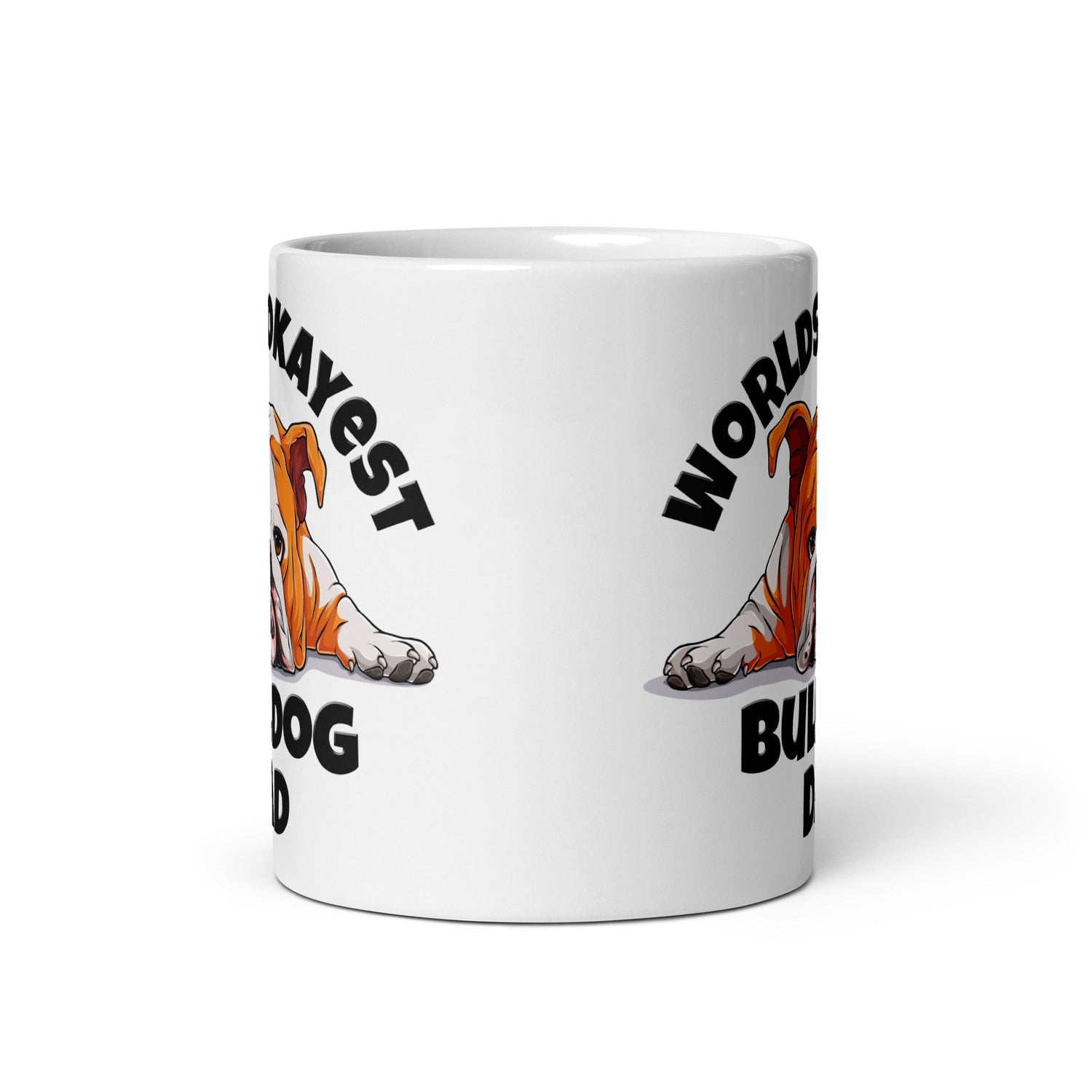 "Worlds Okayest Bulldog Dad" Mug | Red & White Colored