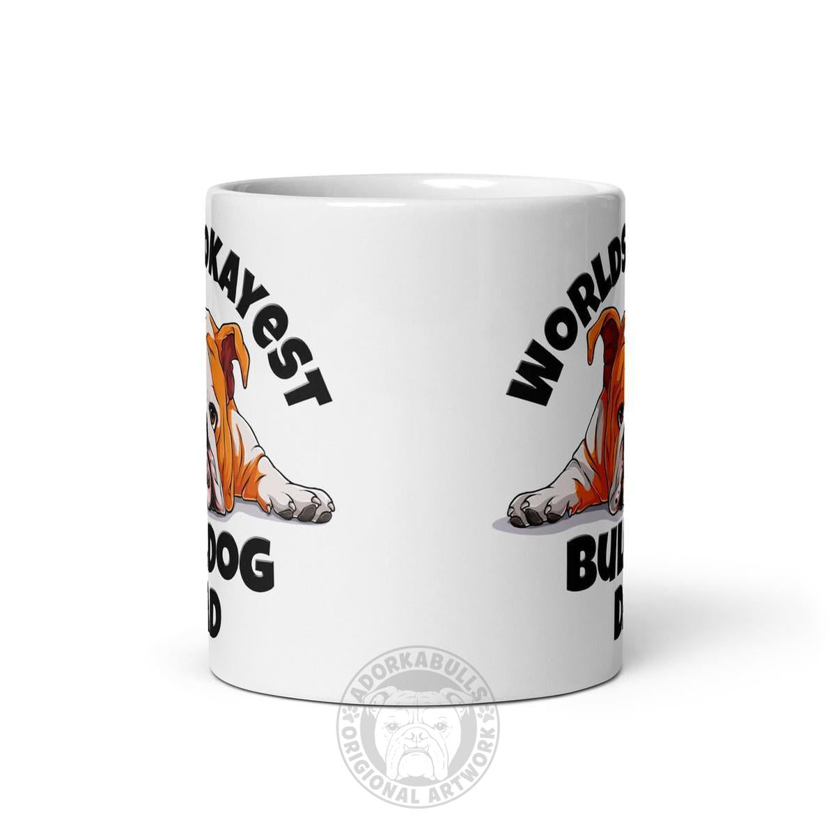 "Worlds Okayest Bulldog Dad" Mug | Red & White Colored