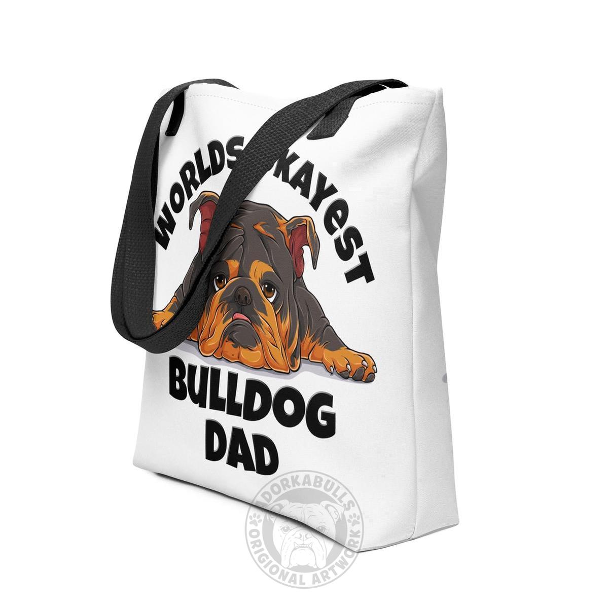 "Worlds Okayest Bulldog Dad" Tote Bag | Tri Colored
