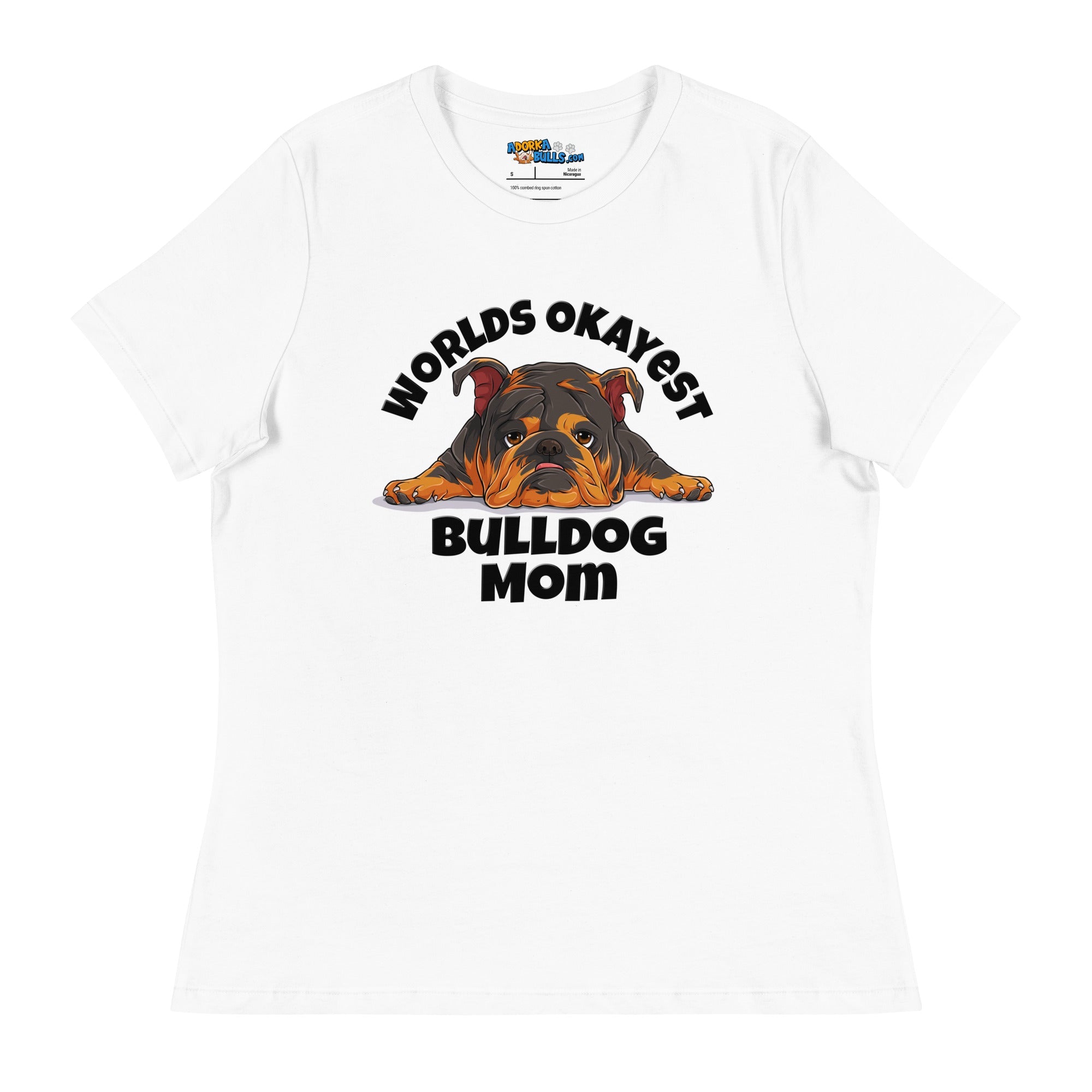 "Worlds Okayest Bulldog Mom" Relaxed T - Shirt | Tri Colored