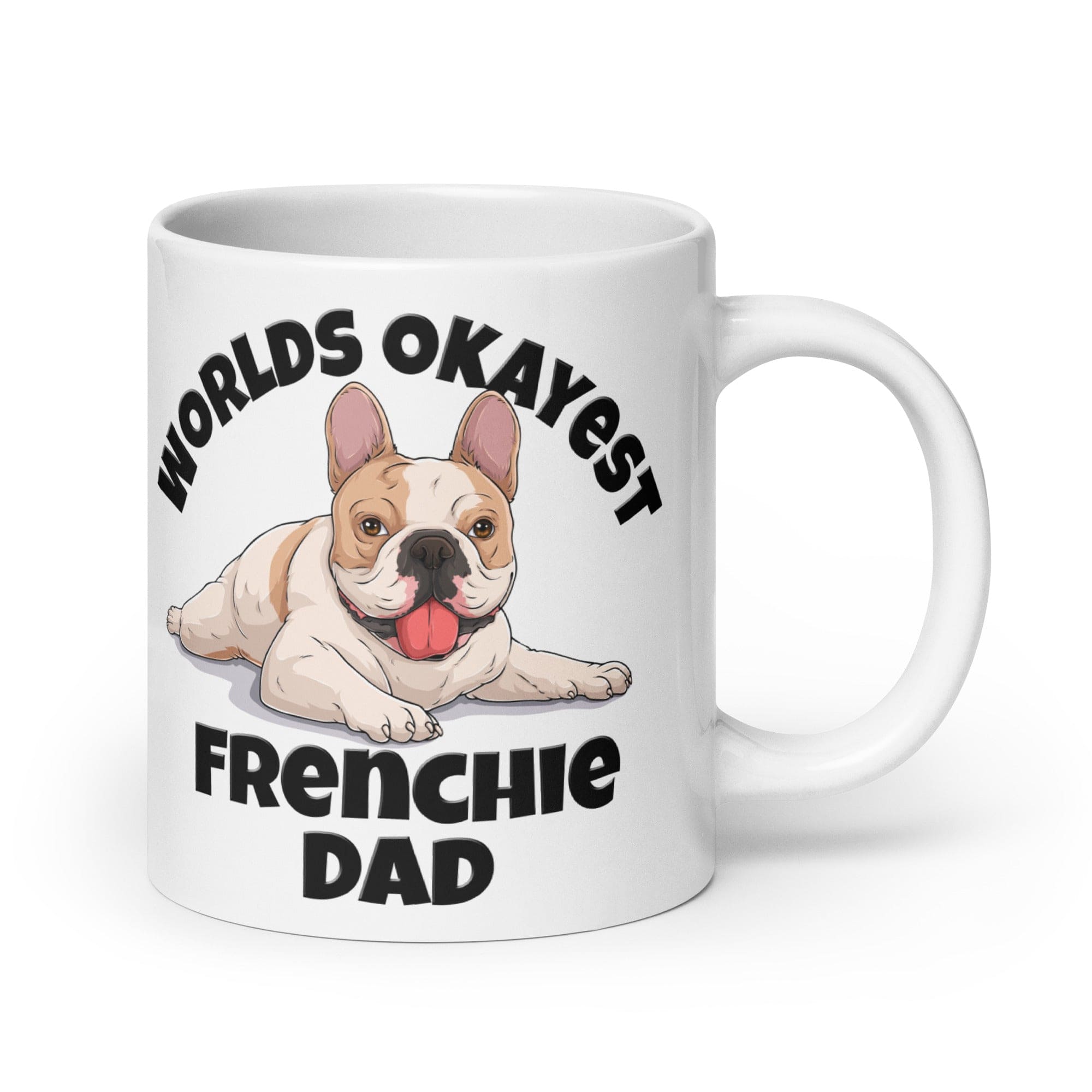 "Worlds Okayest Frenchie Dad" Mug | Fawn & White Colored