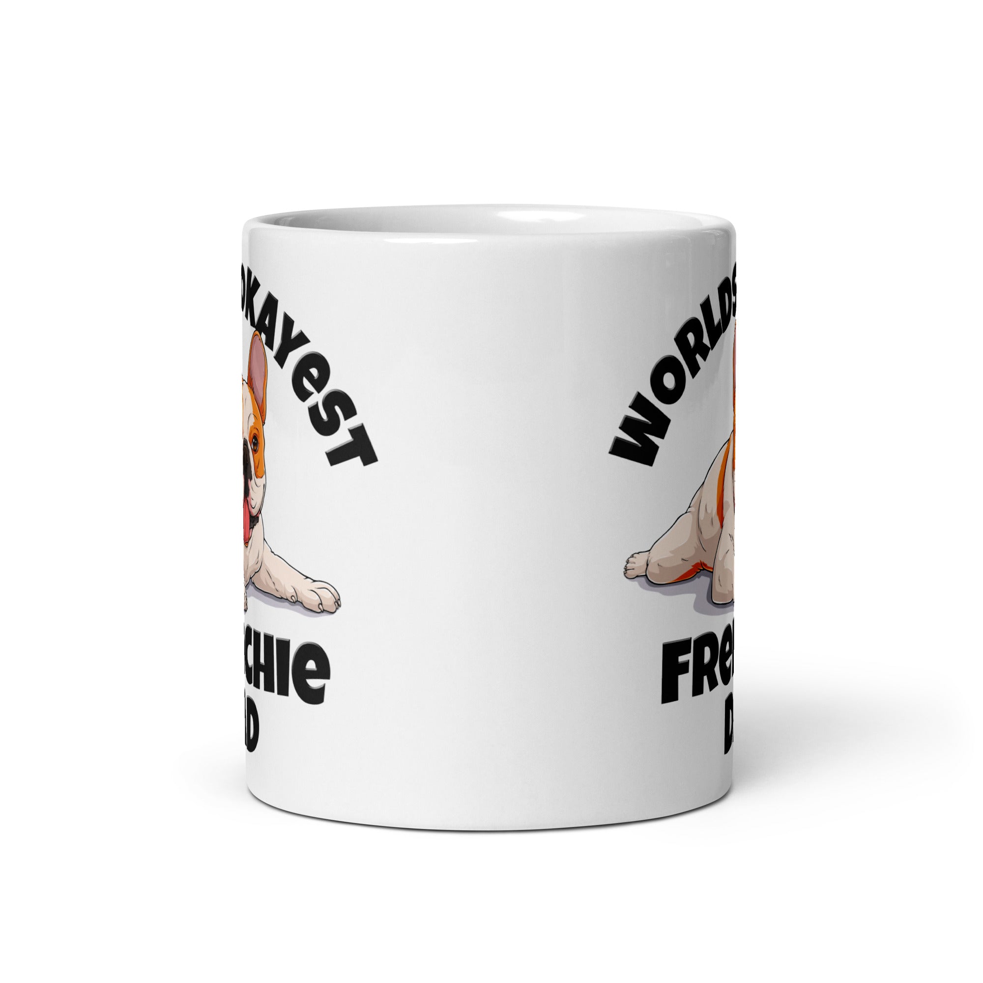 "Worlds Okayest Frenchie Dad" Mug | Red & White Colored