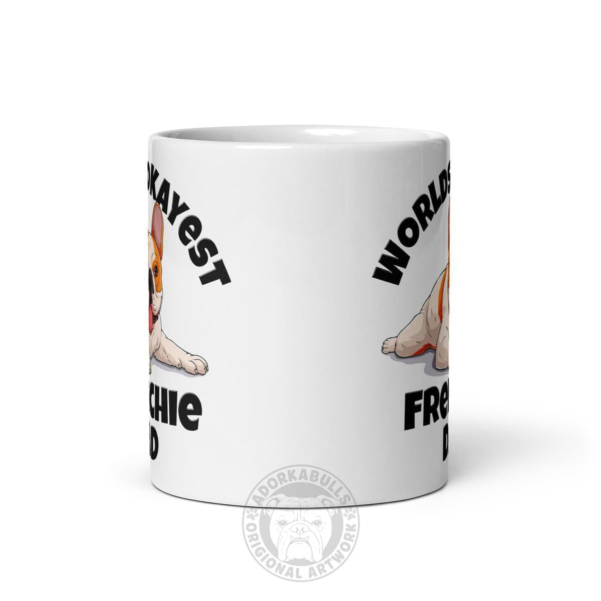 "Worlds Okayest Frenchie Dad" Mug | Red & White Colored