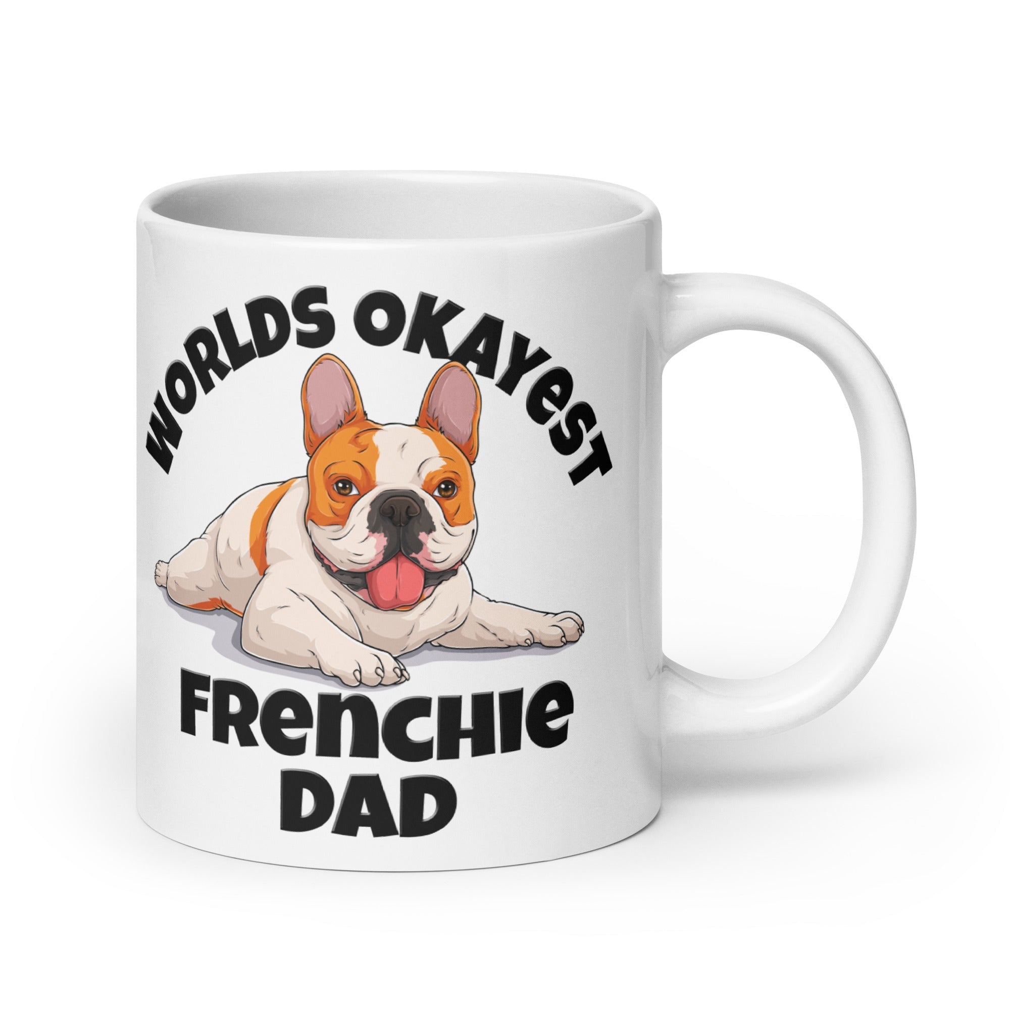 "Worlds Okayest Frenchie Dad" Mug | Red & White Colored