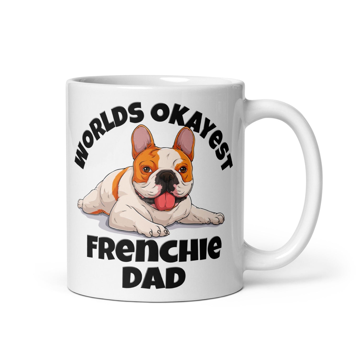 "Worlds Okayest Frenchie Dad" Mug | Red & White Colored