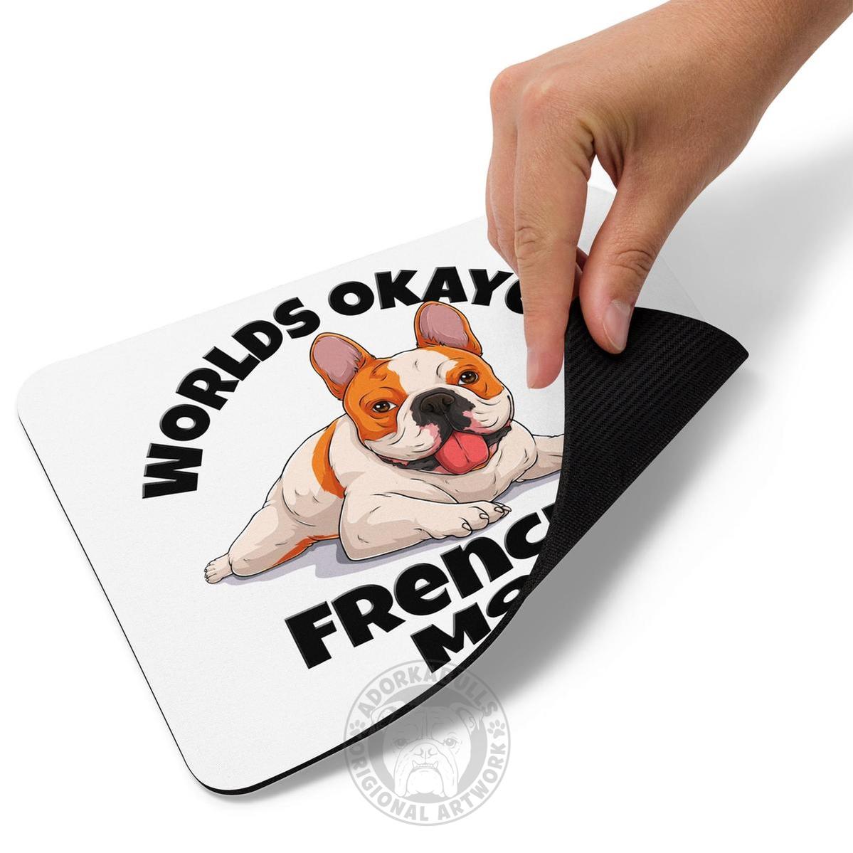 "Worlds Okayest Frenchie Mom" Mouse Pad | Red & White Colored