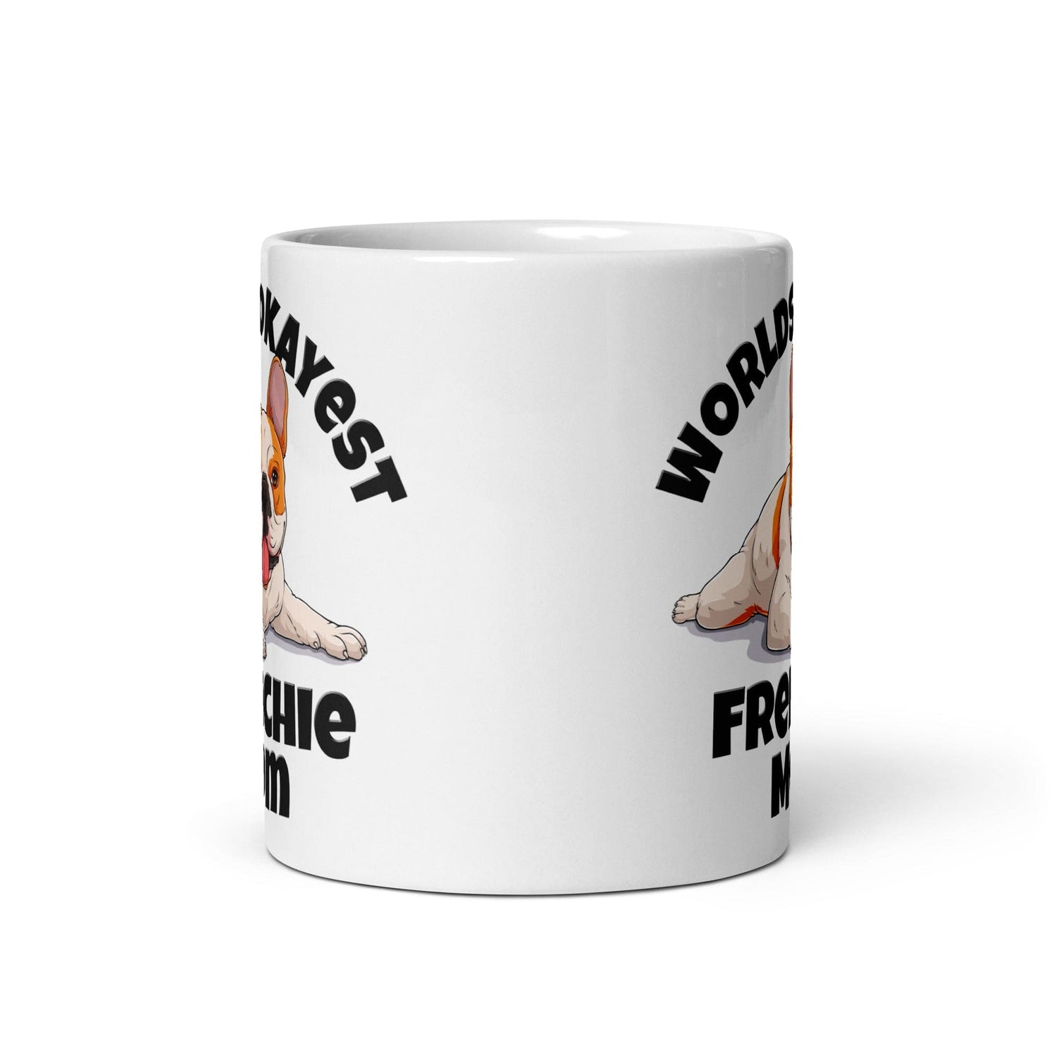 "Worlds Okayest Frenchie Mom" Mug | Red & White Colored