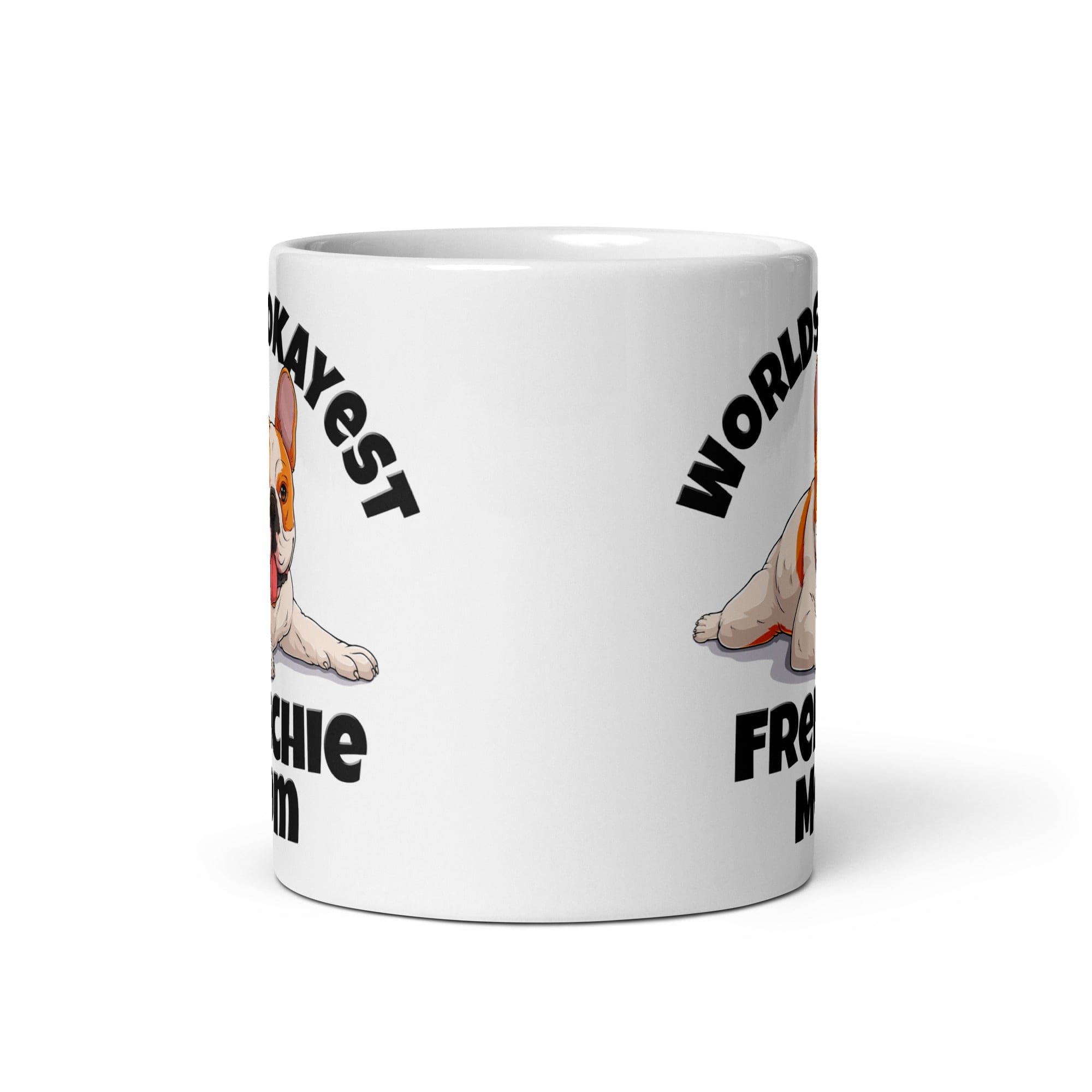"Worlds Okayest Frenchie Mom" Mug | Red & White Colored