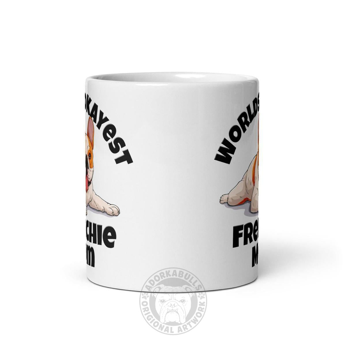 "Worlds Okayest Frenchie Mom" Mug | Red & White Colored