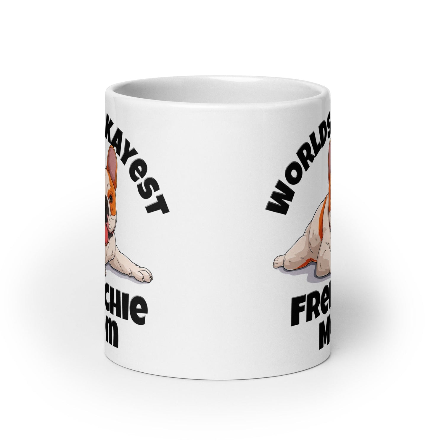 "Worlds Okayest Frenchie Mom" Mug | Red & White Colored