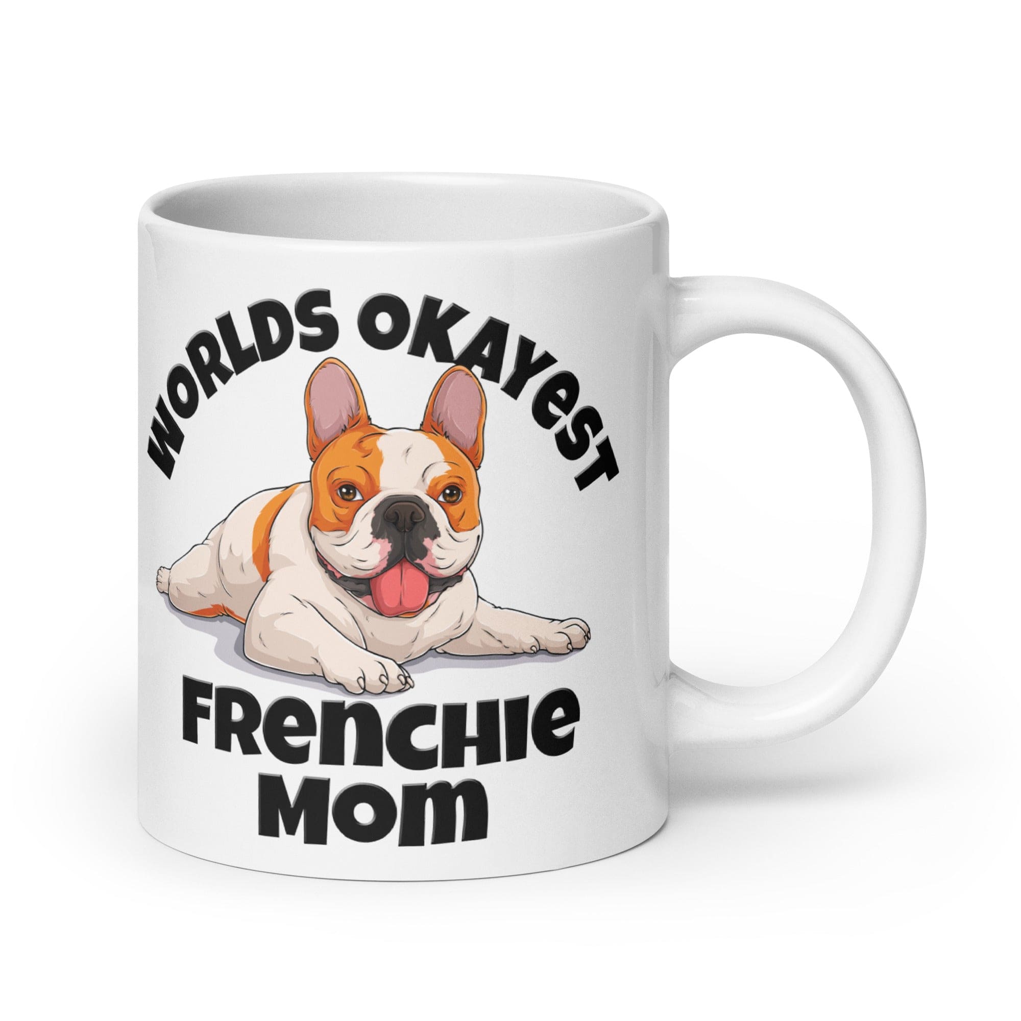"Worlds Okayest Frenchie Mom" Mug | Red & White Colored