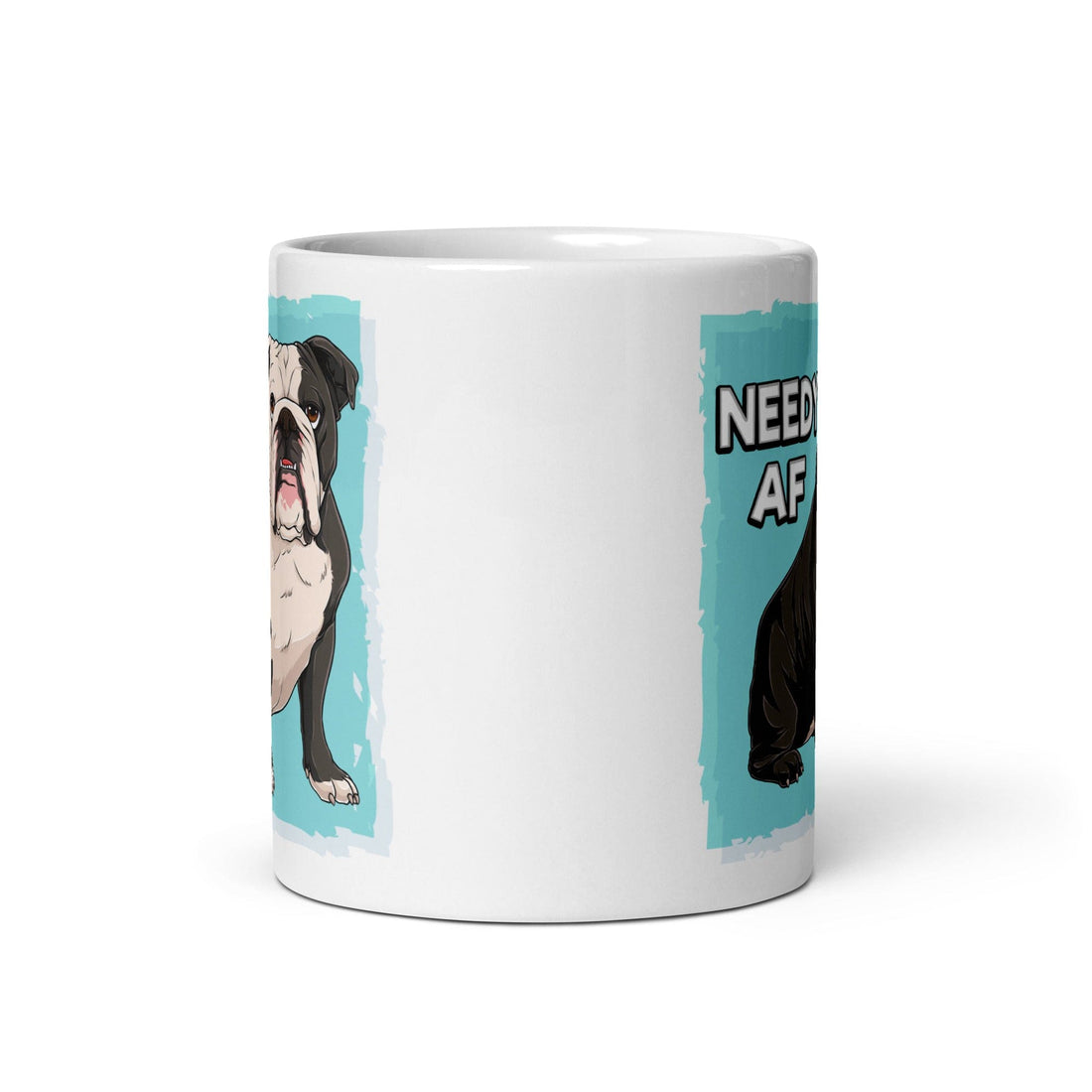 "Adopt A Personal Stalker" English Bulldog Mug | B&W Colored