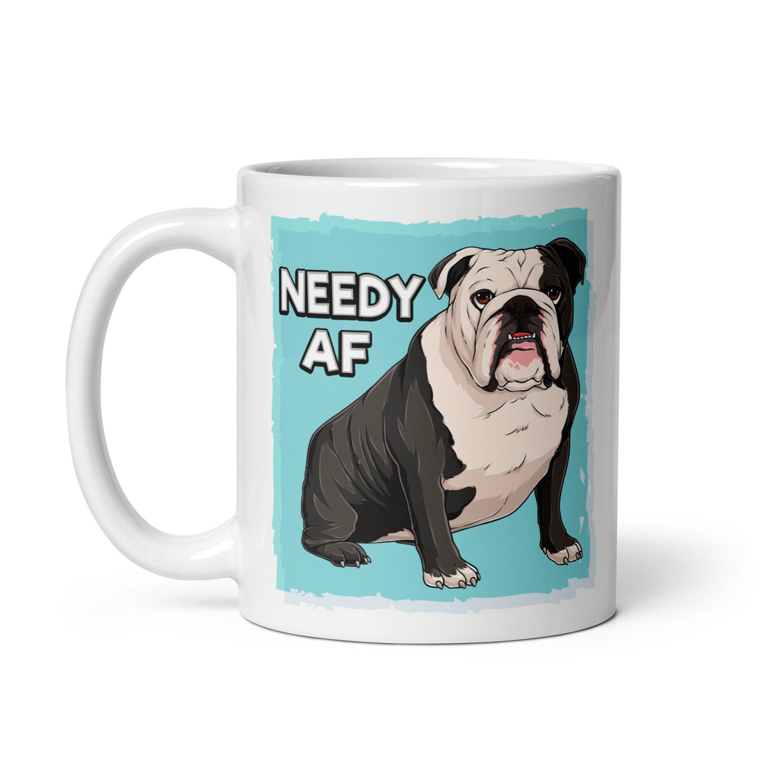 "Adopt A Personal Stalker" English Bulldog Mug | B&W Colored