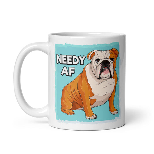 "Adopt A Personal Stalker" English Bulldog Mug | Red & White Colored