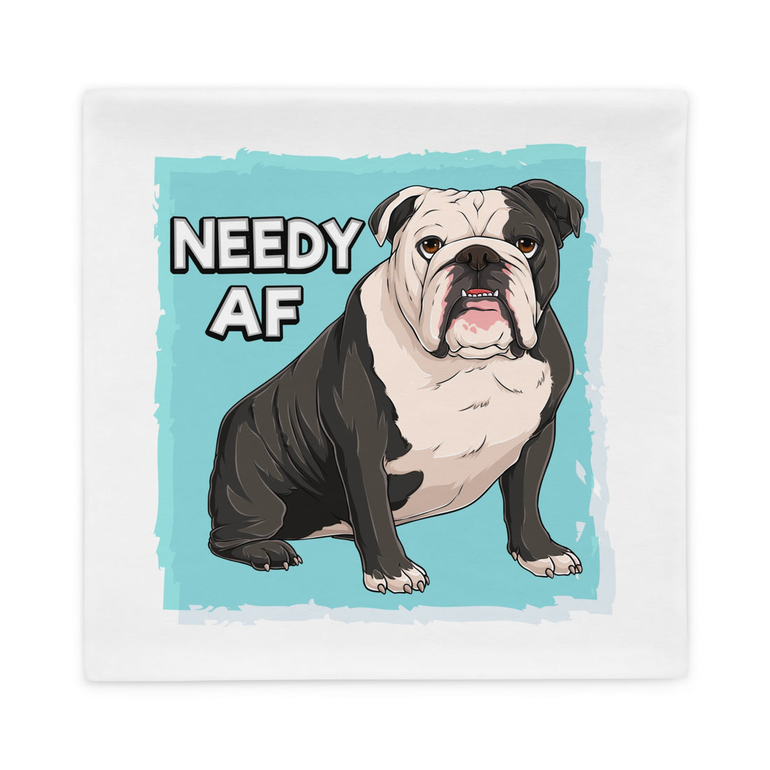 "Adopt A Personal Stalker" English Bulldog Pillow Case | B&W Colored