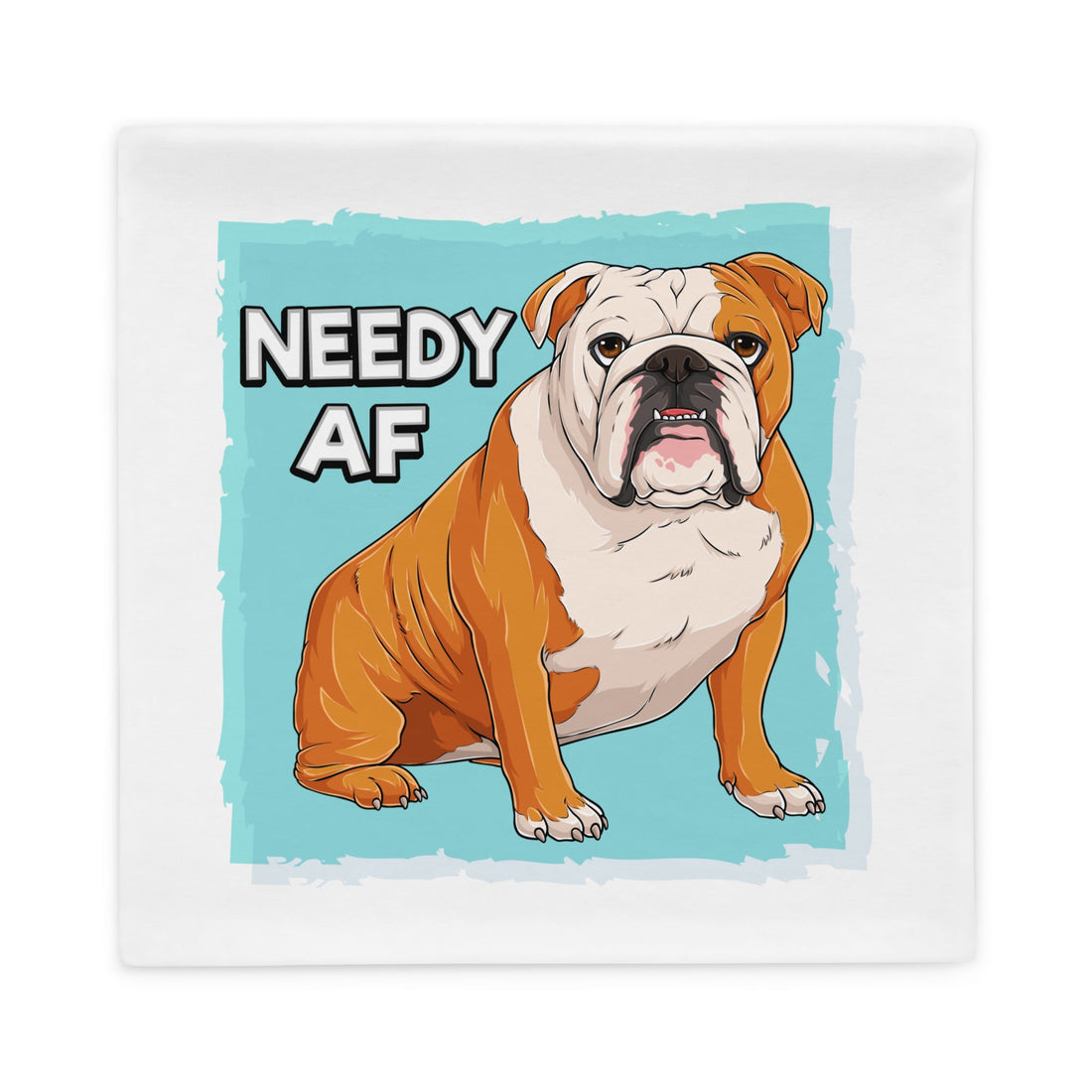 "Adopt A Personal Stalker" English Bulldog Pillow Case | Red & White Colored