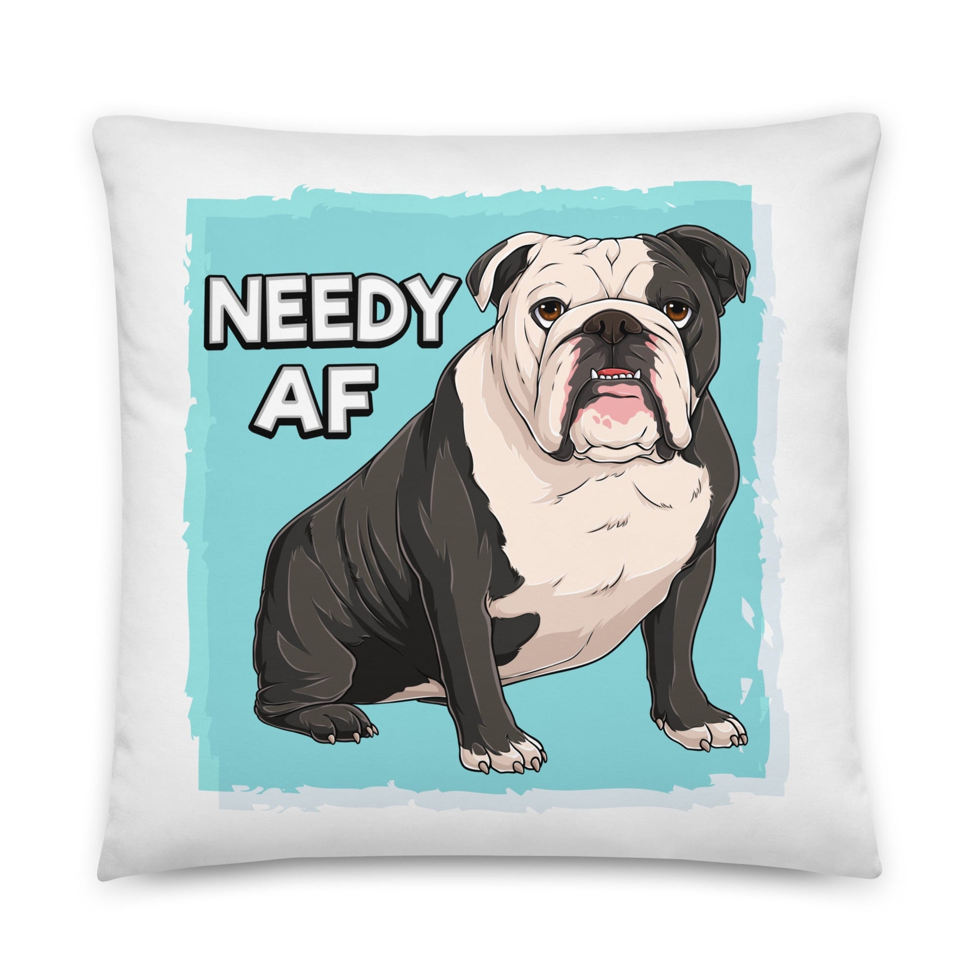 "Adopt A Personal Stalker" English Bulldog Throw Pillow| B&W Colored