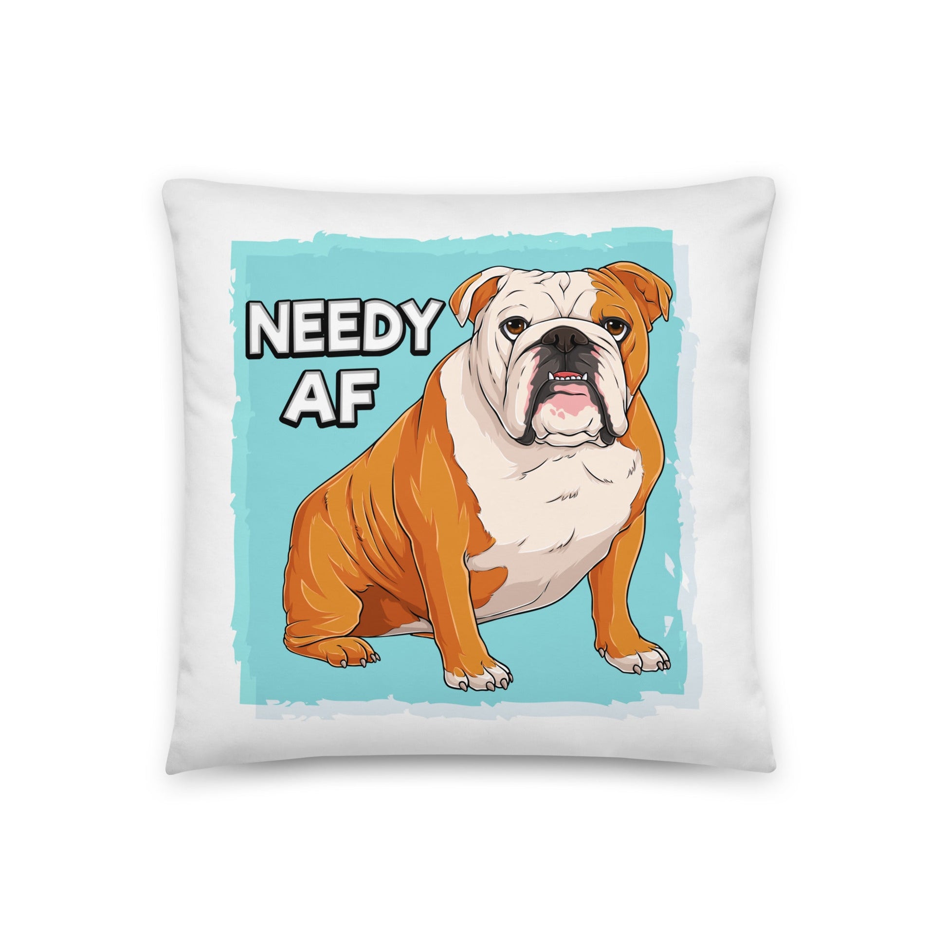 "Adopt A Personal Stalker" English Bulldog Throw Pillow | Red & White Colored