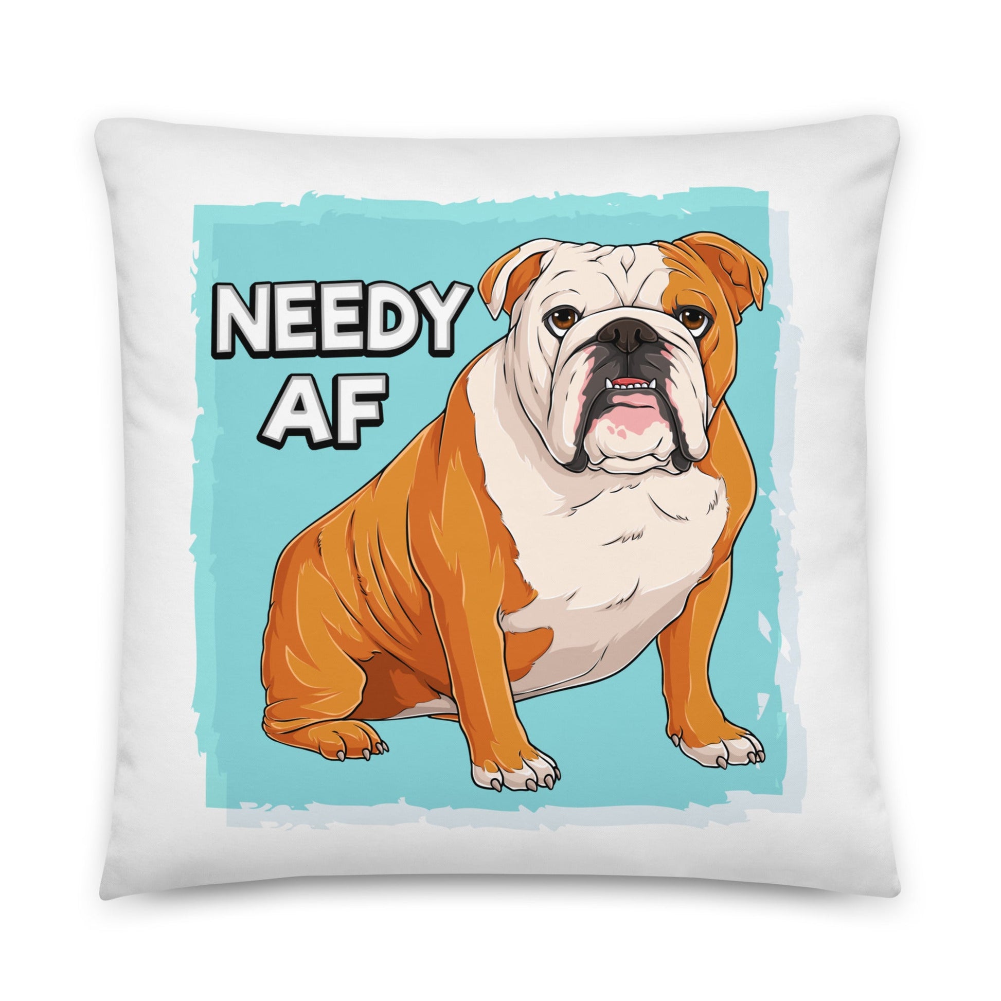 "Adopt A Personal Stalker" English Bulldog Throw Pillow | Red & White Colored