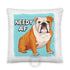 "Adopt A Personal Stalker" English Bulldog Throw Pillow | Red & White Colored