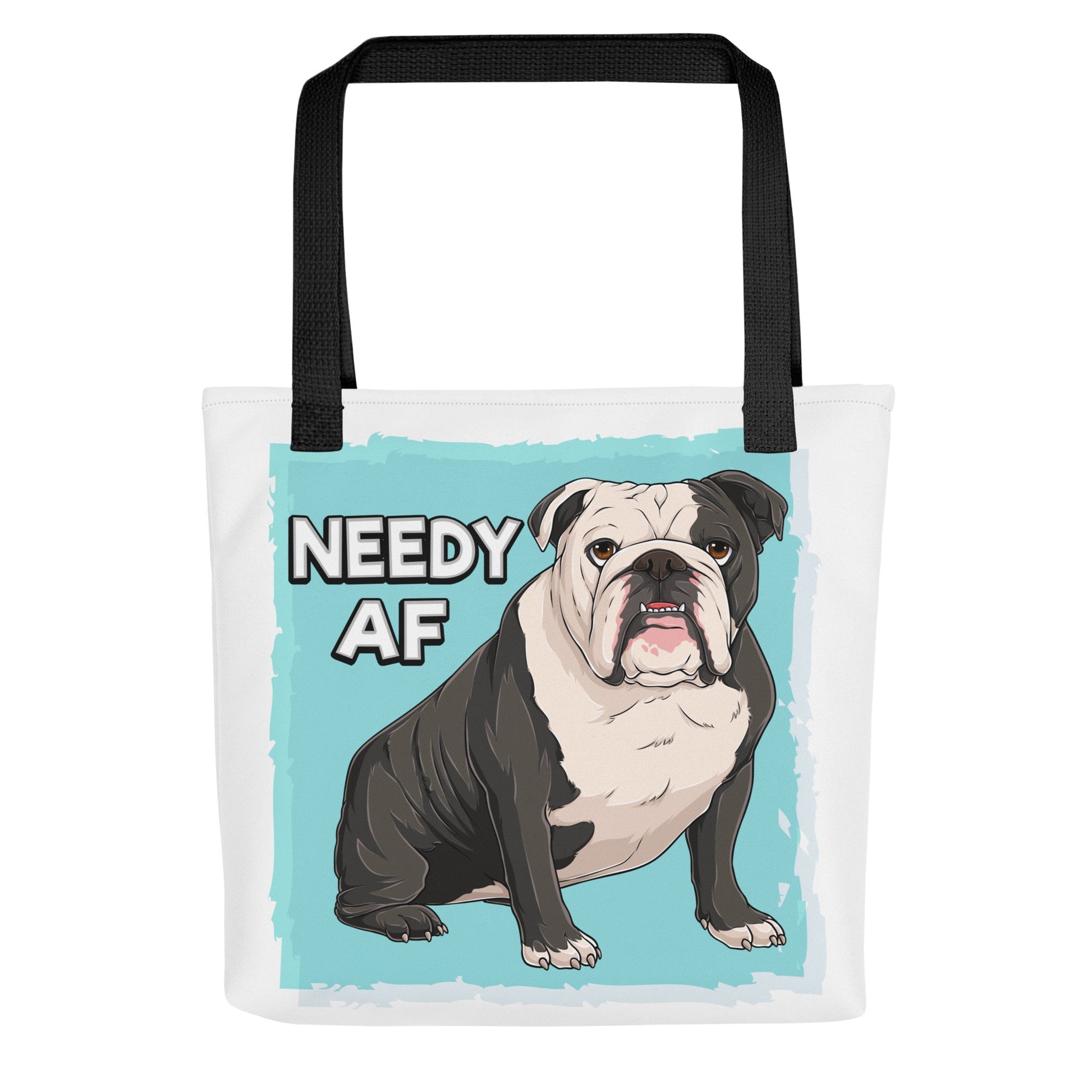 "Adopt A Personal Stalker" English Bulldog Tote Bag | B&W Colored