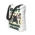 "Adopt A Personal Stalker" English Bulldog Tote Bag | B&W Colored in Wheelchair