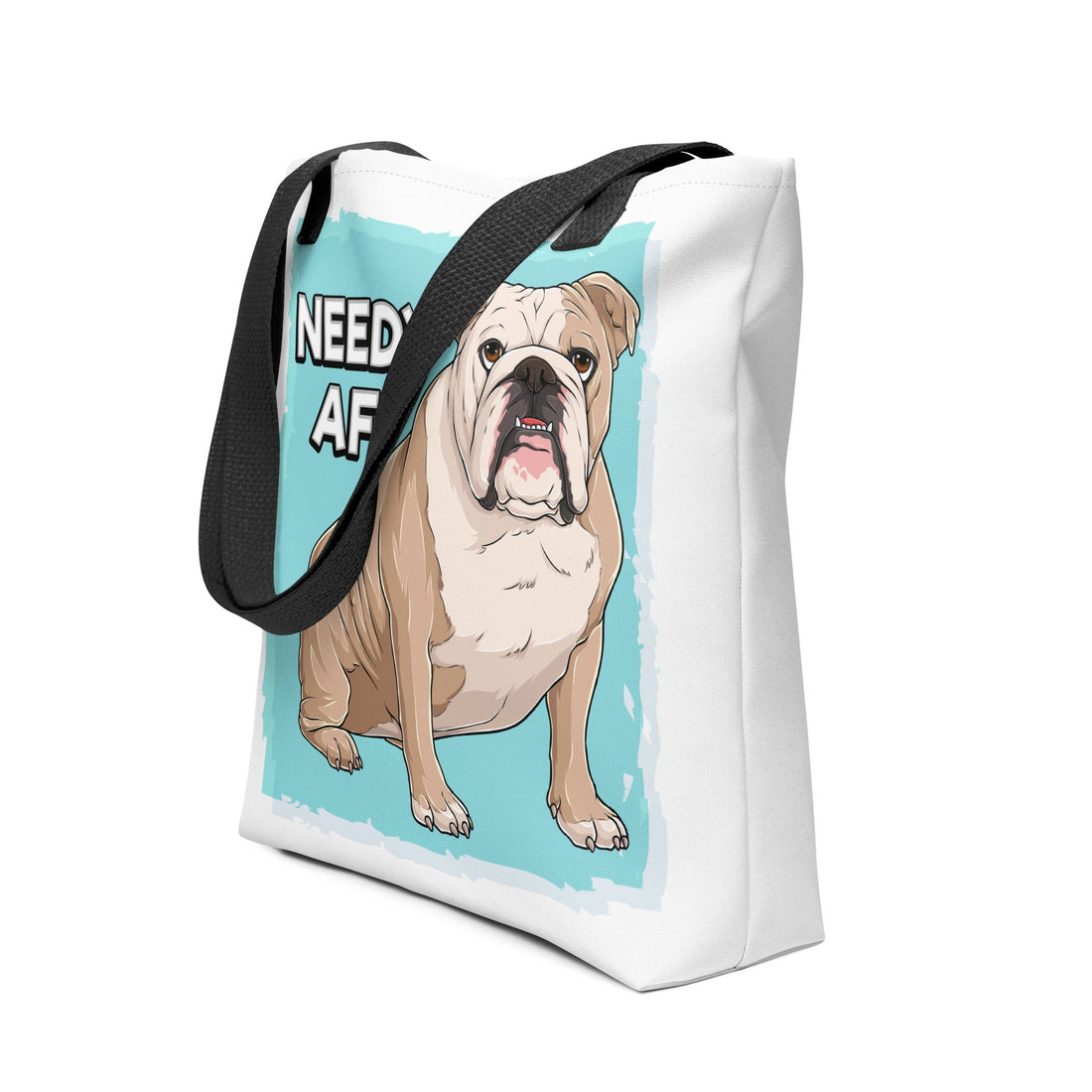 &quot;Adopt A Personal Stalker&quot; English Bulldog Tote Bag | Fawn &amp; White Colored