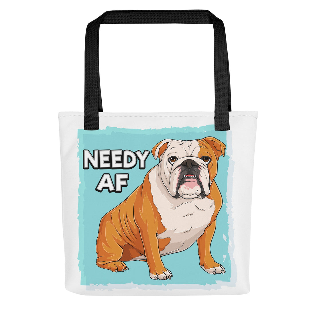 &quot;Adopt A Personal Stalker&quot; English Bulldog Tote Bag | Red &amp; White Colored