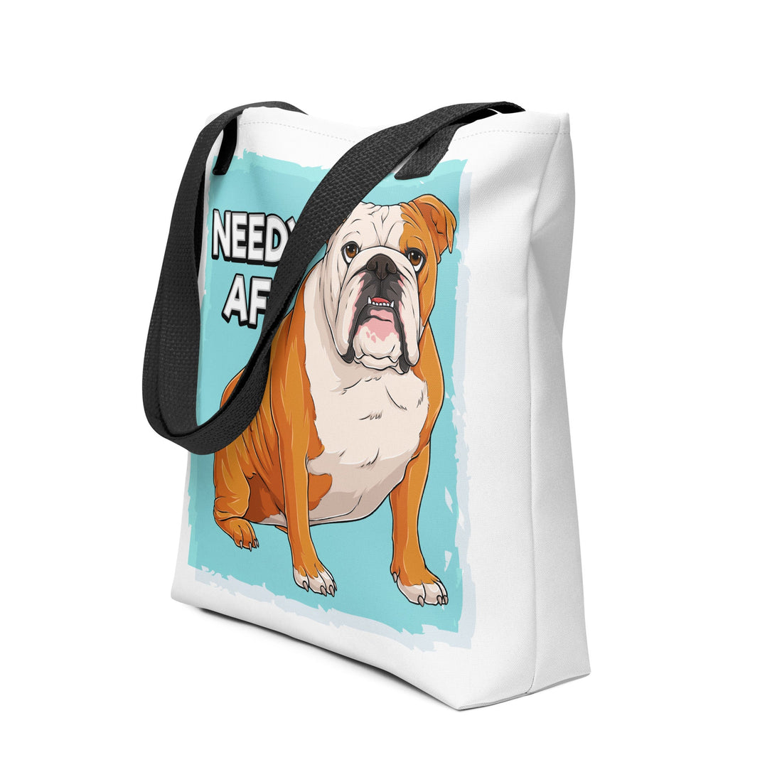 &quot;Adopt A Personal Stalker&quot; English Bulldog Tote Bag | Red &amp; White Colored