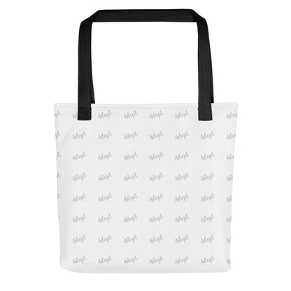 &quot;Adopt A Personal Stalker&quot; English Bulldog Tote Bag | White &amp; Red Colored