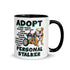 "Adopt A Personal Stalker" Female English Bulldog Mug | Red & White Colored with Spina Bifida in Wheelchair