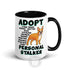 "Adopt A Personal Stalker" French Bulldog Mug (15oz) | Red & White Colored