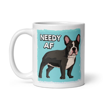 &quot;Adopt A Personal Stalker&quot; French Bulldog Mug | B&amp;W Colored