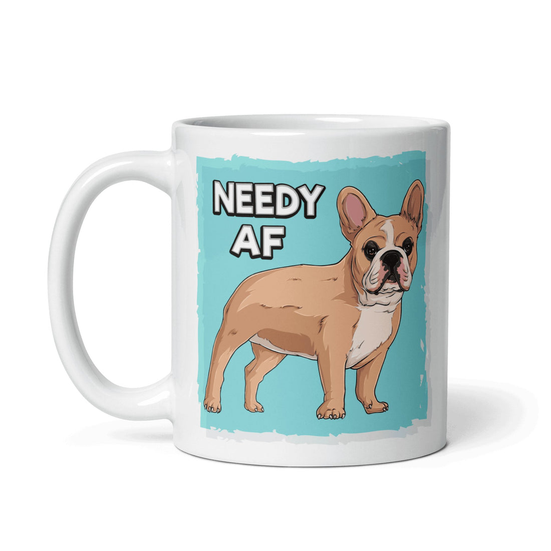 "Adopt A Personal Stalker" French Bulldog Mug | Fawn & White Colored