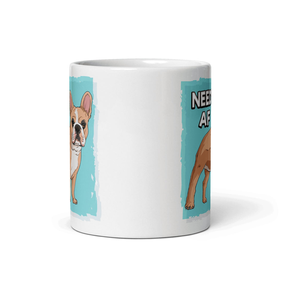 "Adopt A Personal Stalker" French Bulldog Mug | Fawn & White Colored