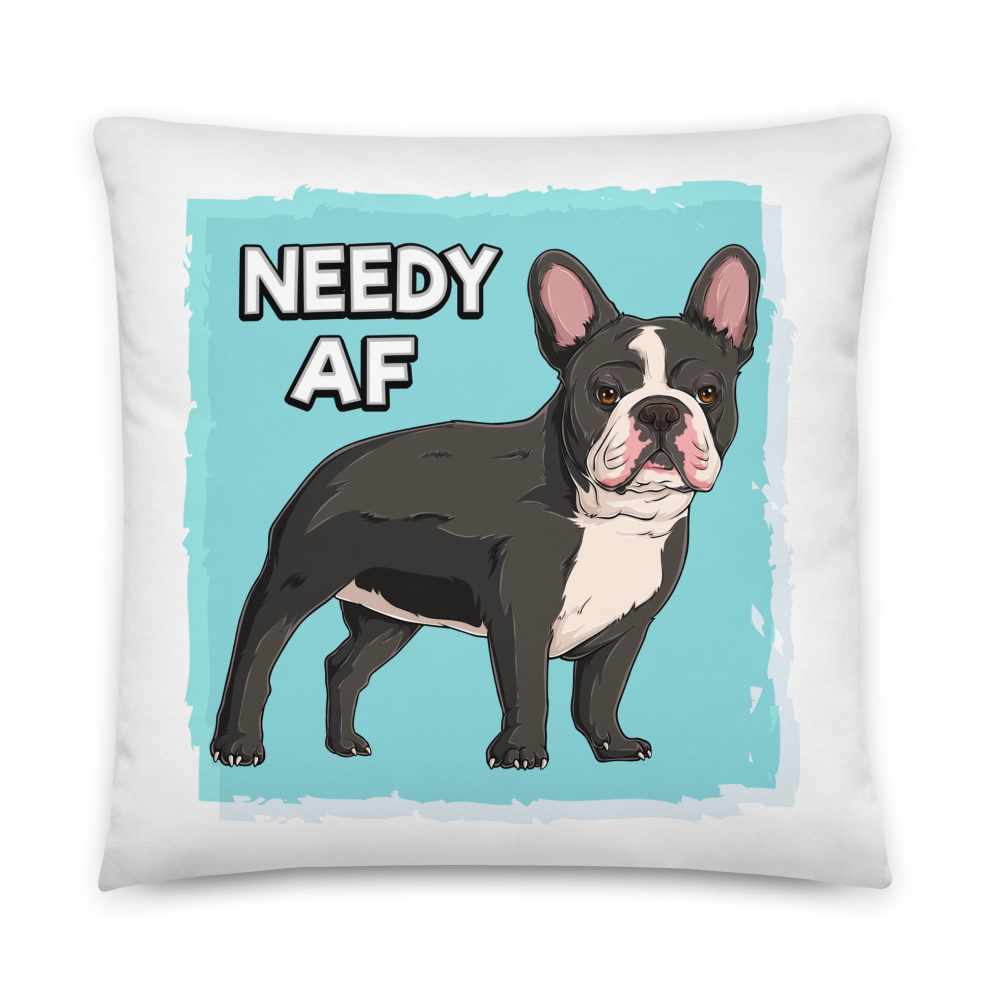 "Adopt A Personal Stalker" French Bulldog Throw Pillow | B&W Colored