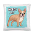 "Adopt A Personal Stalker" French Bulldog Throw Pillow | Fawn & White Colored