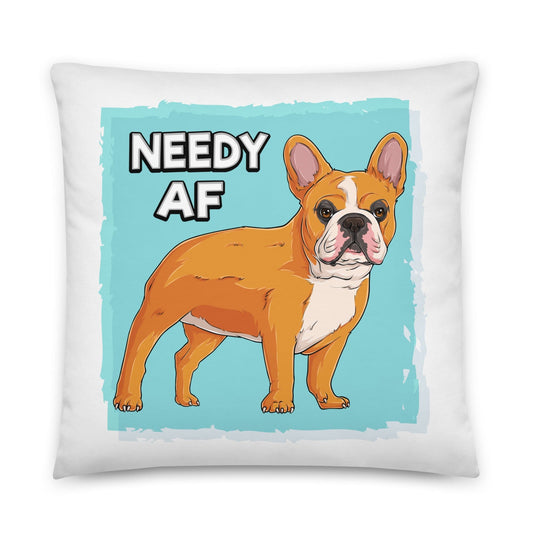 "Adopt A Personal Stalker" French Bulldog Throw Pillow | Red & White Colored