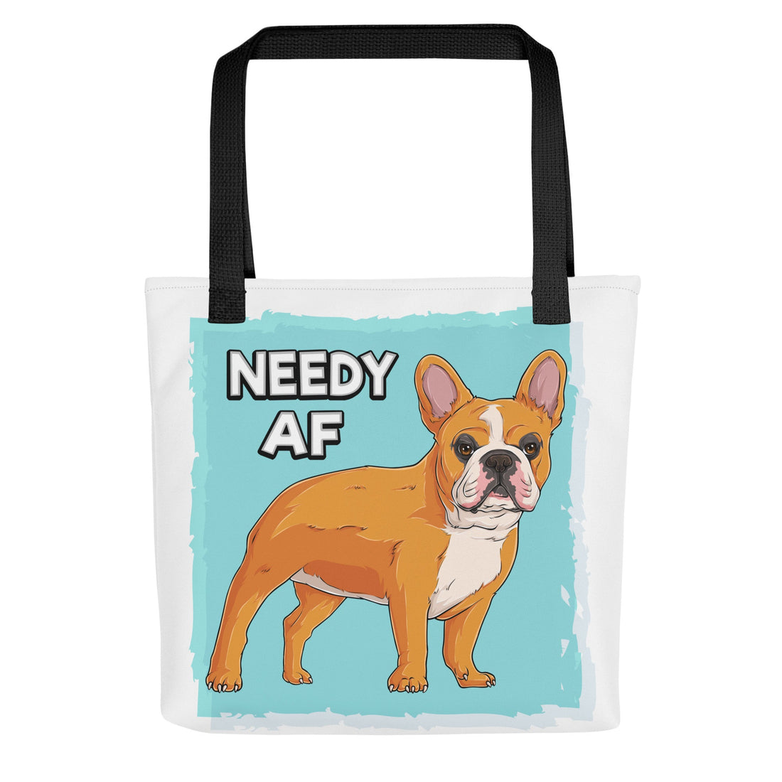 &quot;Adopt A Personal Stalker&quot; French Bulldog Tote Bag | Red &amp; White Colored