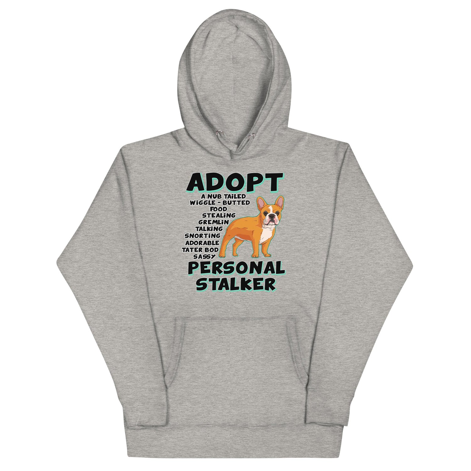 &quot;Adopt A Personal Stalker&quot; French Bulldog Unisex Hoodie | Red &amp; White Colored