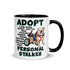 "Adopt A Personal Stalker" Male English Bulldog Mug | Fawn & White Colored with Spina Bifida in Wheelchair