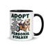 "Adopt A Personal Stalker" Male English Bulldog Mug | Red & White Colored with Spina Bifida in Wheelchair