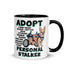 "Adopt A Personal Stalker" Male French Bulldog Mug | Fawn & White Colored with Spina Bifida in Wheelchair