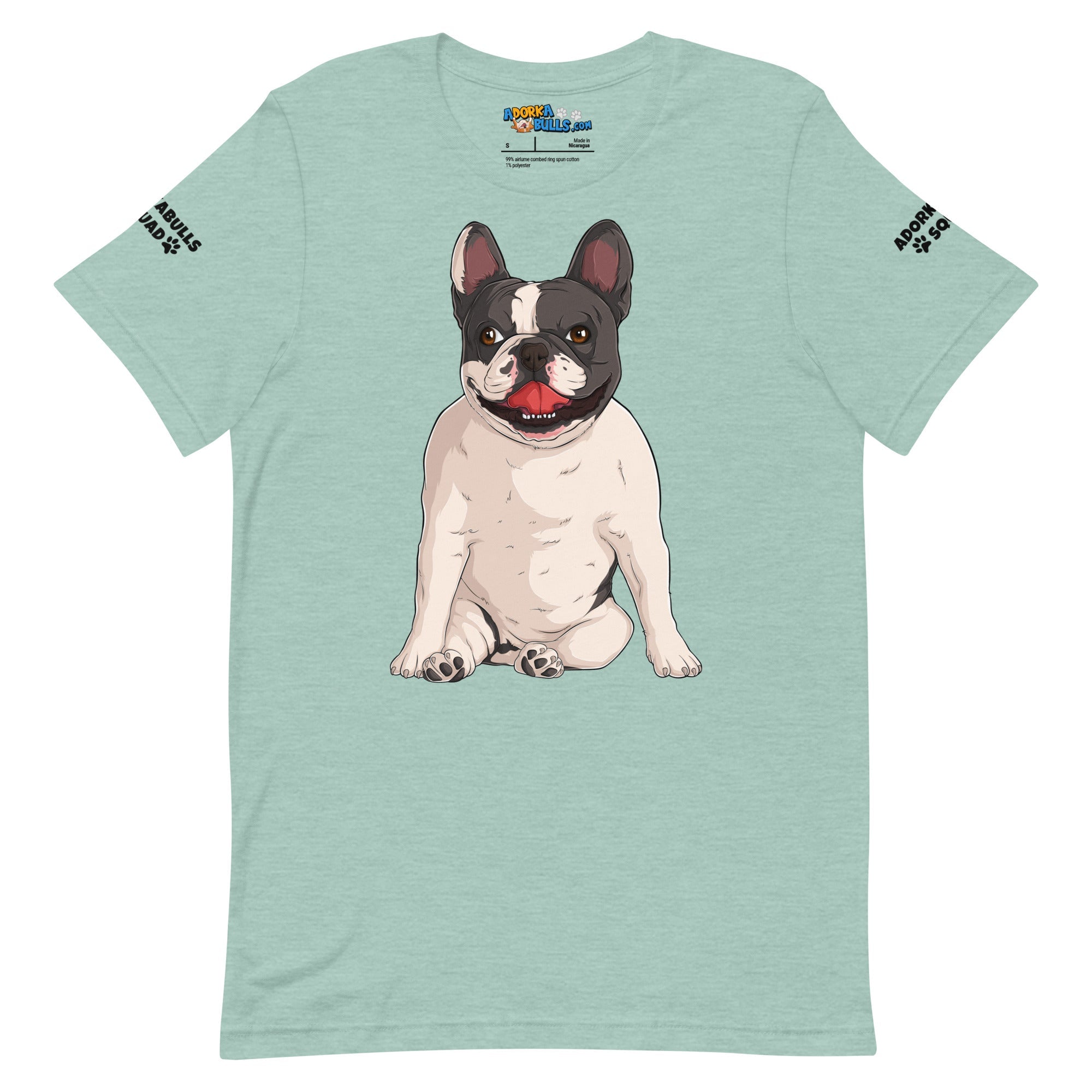 &quot;Adorkabulls Squad&quot; Sitting Frenchie Unisex Tee | Black &amp; White Colored