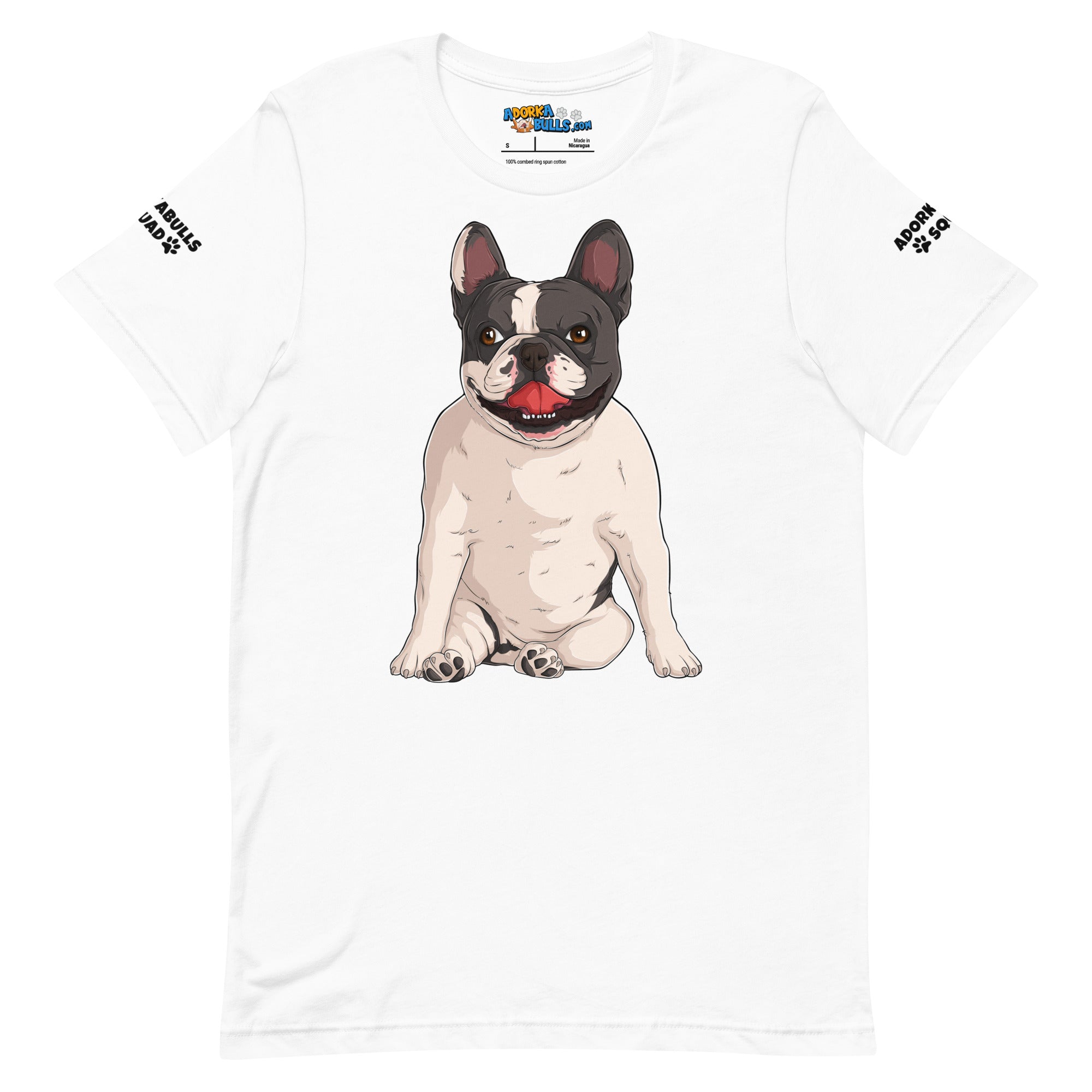 &quot;Adorkabulls Squad&quot; Sitting Frenchie Unisex Tee | Black &amp; White Colored